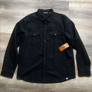 Men's Black Button-Up Shirt Jacket - Unbranded